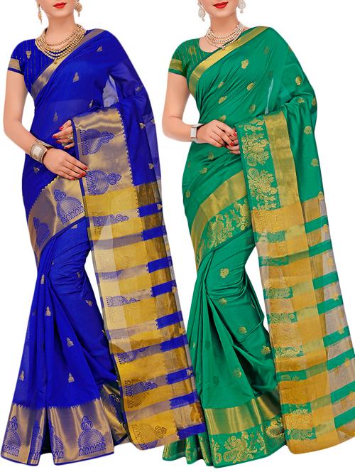 combos banarasi saree with blouse - 16057677 - Very Small Image - 1