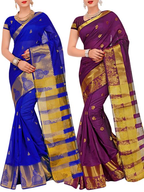 combos banarasi saree with blouse - 16057678 - Very Small Image - 1