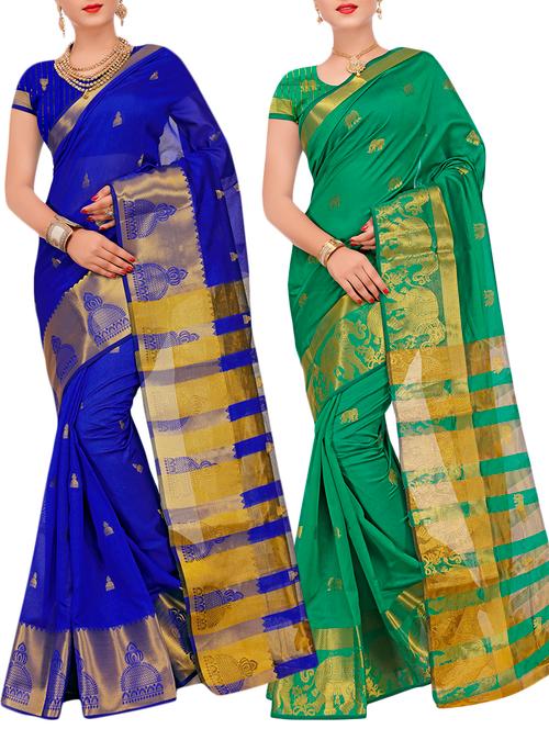 combos banarasi sareee with blouse - 16057682 - Very Small Image - 1