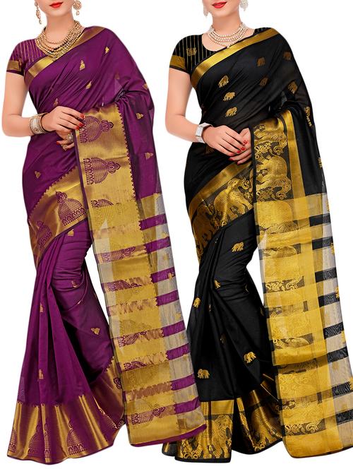 combos banarasi saree with blouse - 16057684 - Very Small Image - 1