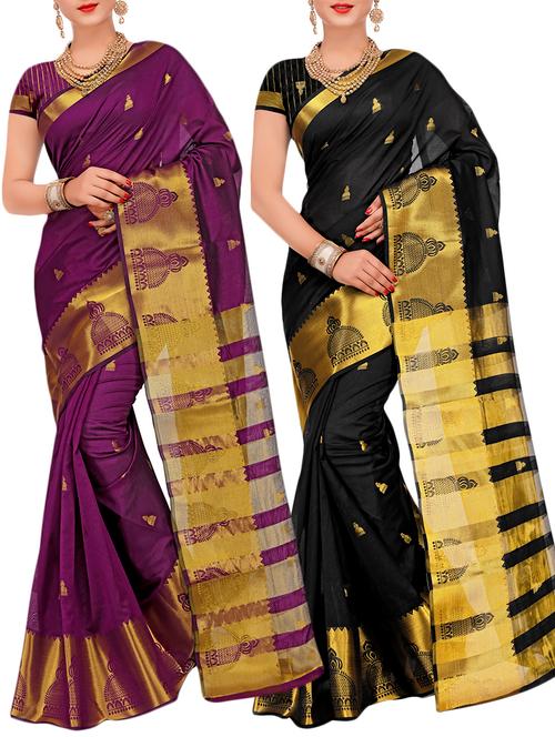 combo banarasi saree with blouse - 16057704 - Very Small Image - 1