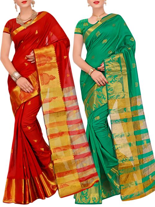combos banarasi saree with blouse - 16057708 - Very Small Image - 1