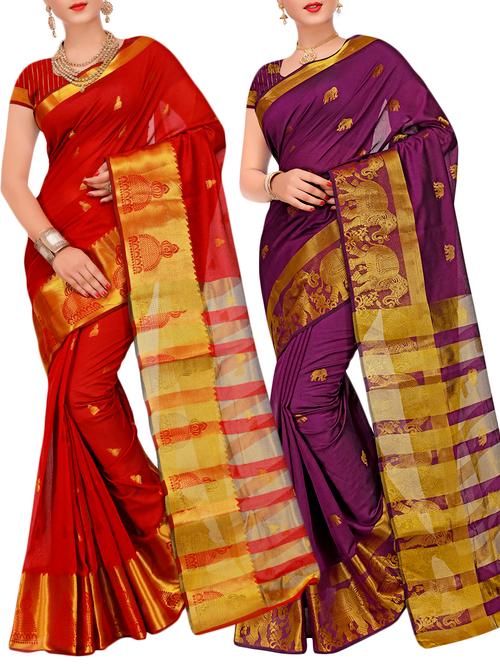 combos banarasi saree with blouse - 16057710 - Very Small Image - 1