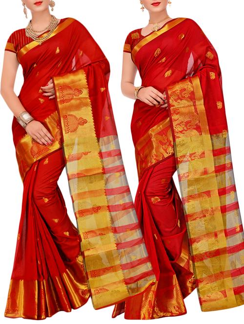 combos banarasi saree with blouse - 16057711 - Very Small Image - 1