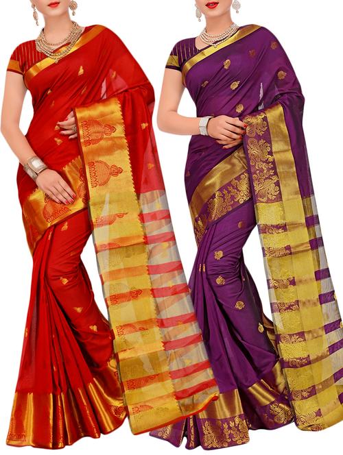 combos banarasi saree with blouse - 16057712 - Very Small Image - 1
