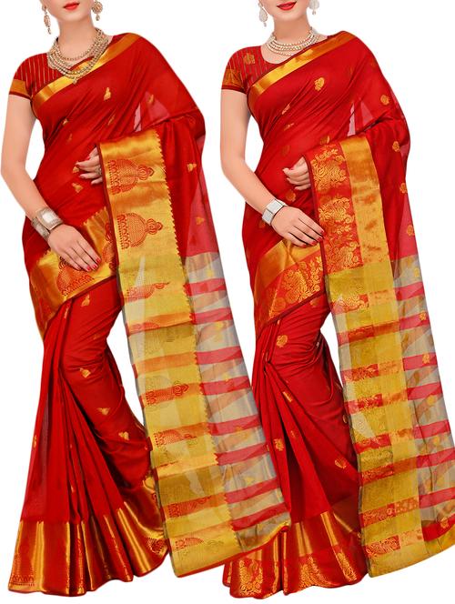 combos banarasi saree with blouse - 16057715 - Very Small Image - 1