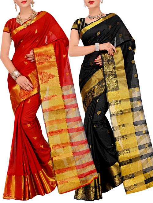 combos banarasi saree with blouse - 16057716 - Very Small Image - 1