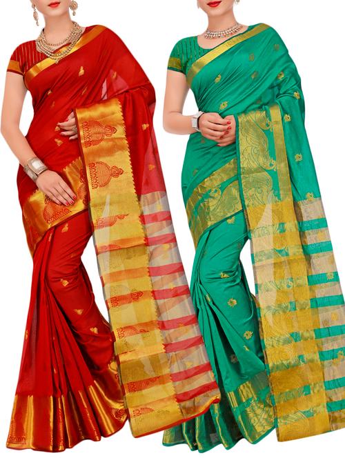 combos banarasi saree with blouse - 16057717 - Very Small Image - 1