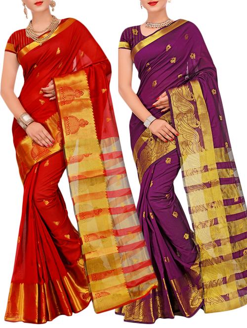 combos banarasi saree with blouse - 16057719 - Very Small Image - 1