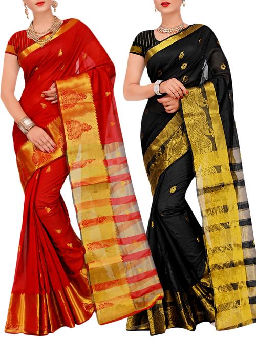 combos banarasi saree with blouse - 16057720 - Very Small Image - 1
