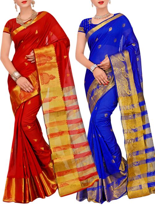 combos banarasi saree with blouse - 16057721 - Very Small Image - 1