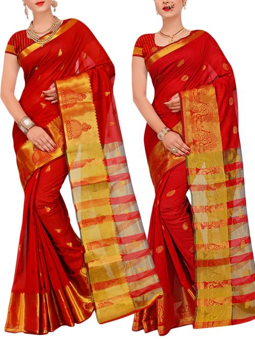 combos banarasi saree with blouse - 16057723 - Very Small Image - 1