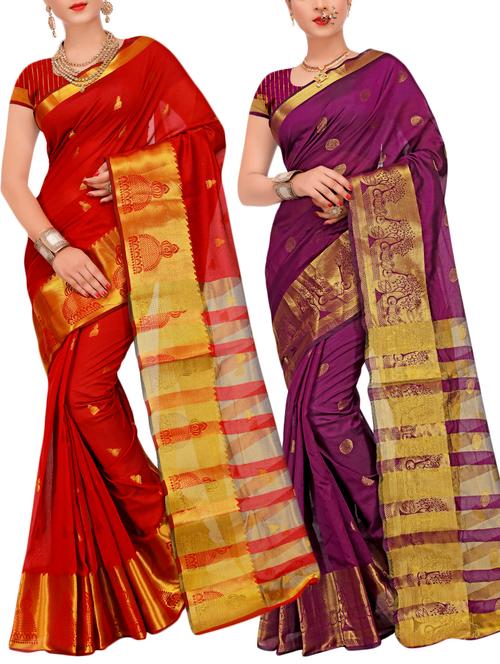 combos banarasi saree with blouse - 16057725 - Very Small Image - 1
