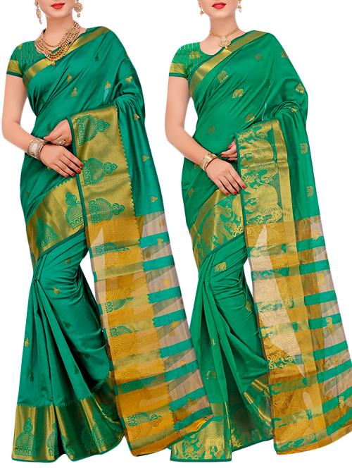 combos banarasi saree with blouse - 16057730 - Very Small Image - 1