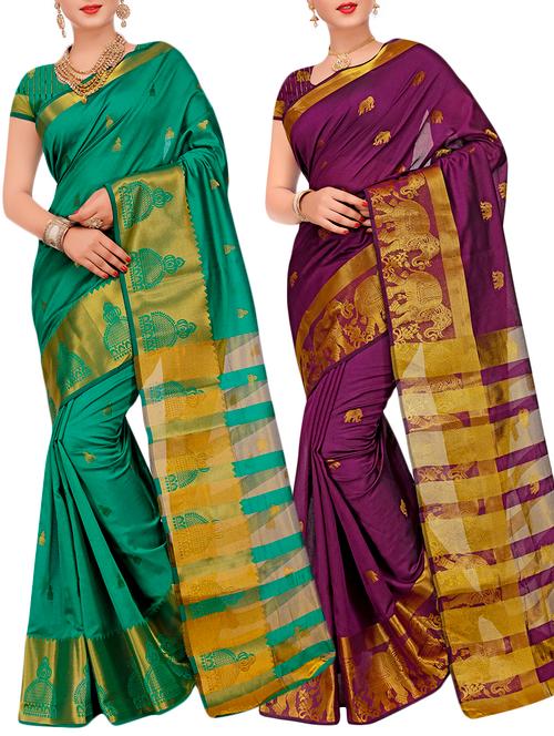 combos banarasi saree with blouse - 16057732 - Very Small Image - 1