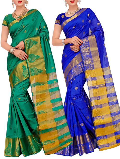 combos banarasi saree with blouse - 16057736 - Very Small Image - 1