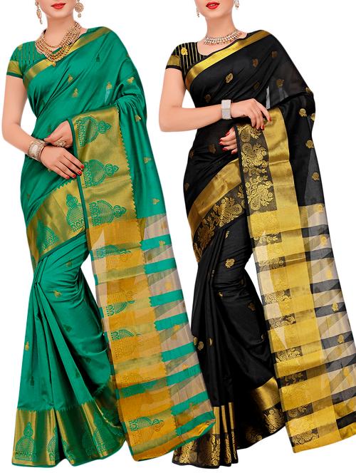 combos banarasi saree with blouse - 16057738 - Very Small Image - 1