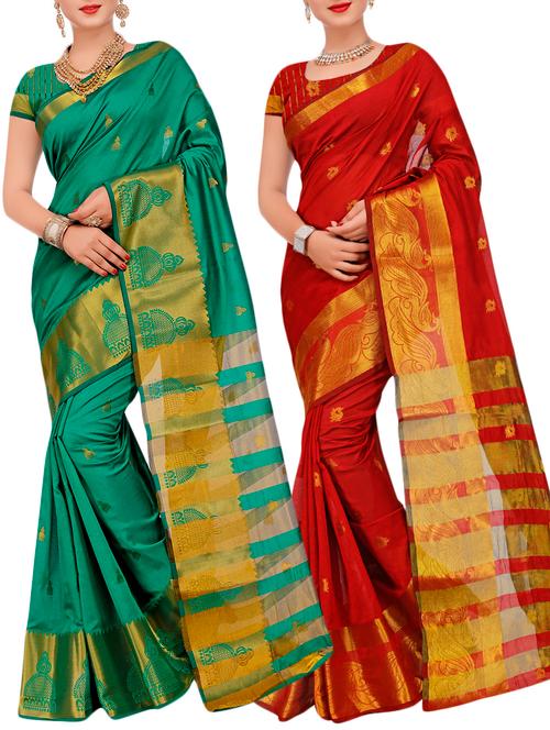 combos banarasi saree with blouse - 16057740 - Very Small Image - 1
