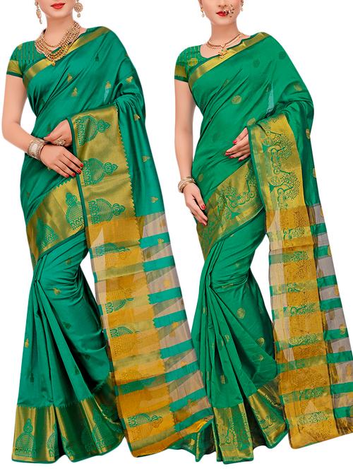 combos banarasi saree with blouse - 16057744 - Very Small Image - 1