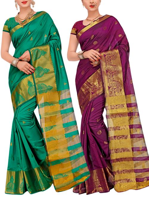 combos banarasi saree with blouse - 16057747 - Very Small Image - 1