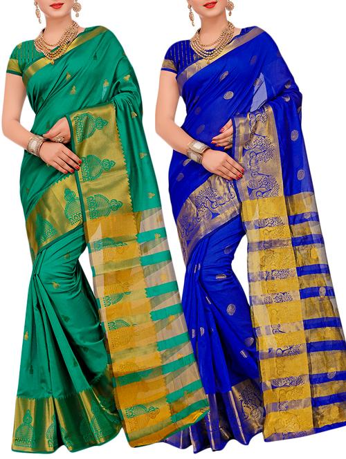 combos banarasi saree with blouse - 16057748 - Very Small Image - 1