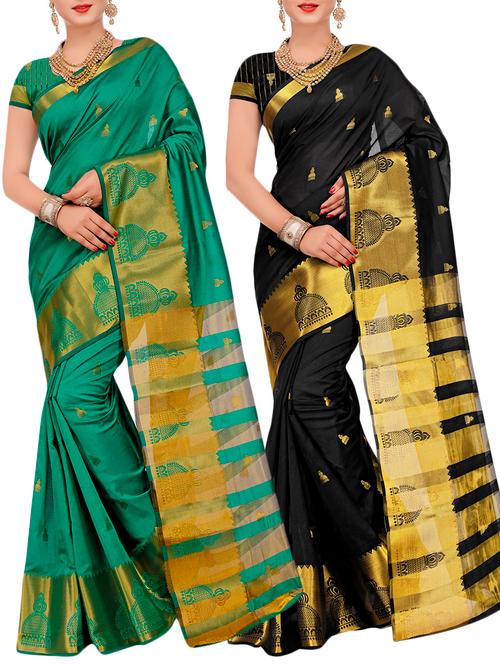 combos banarasi saree with blouse - 16057749 - Very Small Image - 1