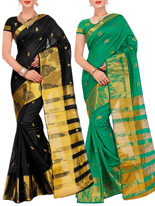 combos banarasi saree with blouse - 16057751 - Very Small Image - 1