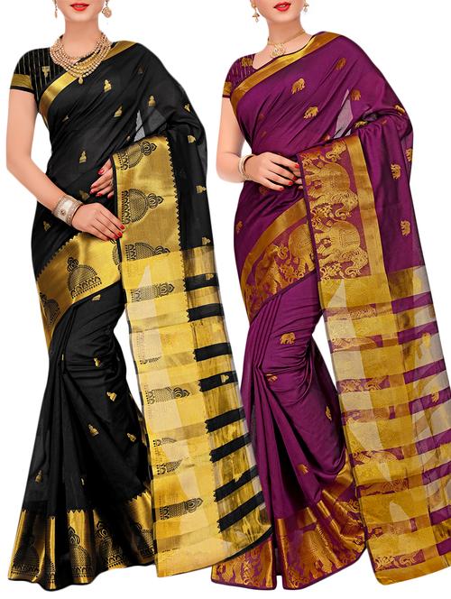 combos banarasi saree with blouse - 16057753 - Very Small Image - 1