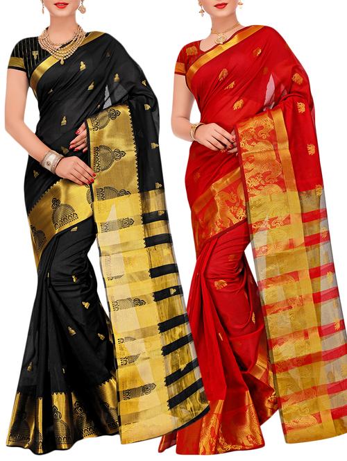 combos banarasi saree with blouse - 16057754 - Very Small Image - 1