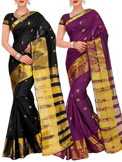 combos banarasi saree with blouse - 16057755 - Very Small Image - 1