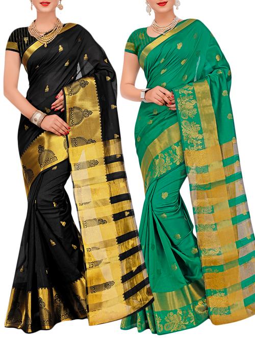 combos banarasi saree with blouse - 16057756 - Very Small Image - 1