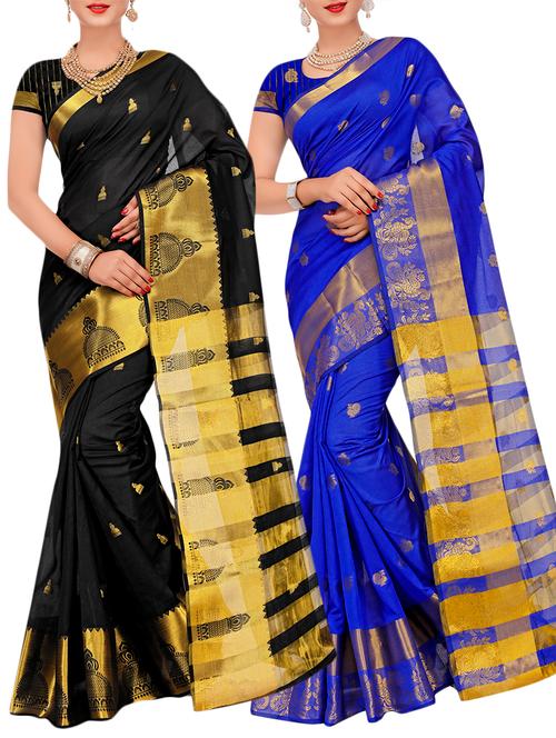 combos banarasi saree with blouse - 16057757 - Very Small Image - 1