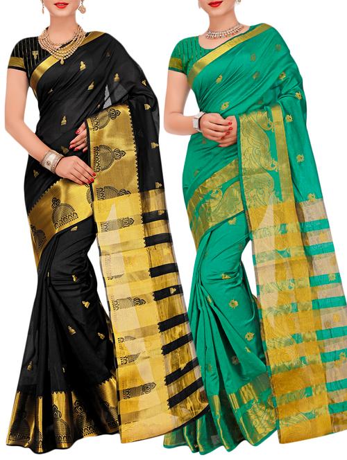 combos banarasi saree with blouse - 16057760 - Very Small Image - 1