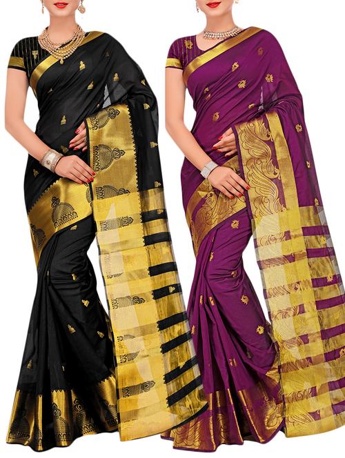 combos banarasi saree with blouse - 16057762 - Very Small Image - 1