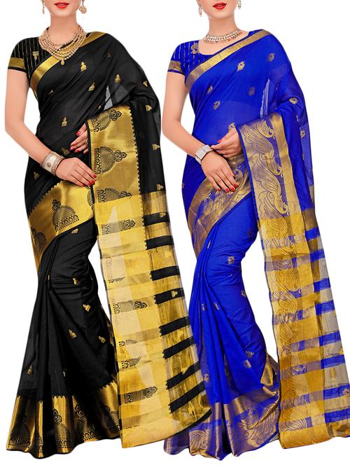combos banarasi saree with blouse - 16057764 - Very Small Image - 1