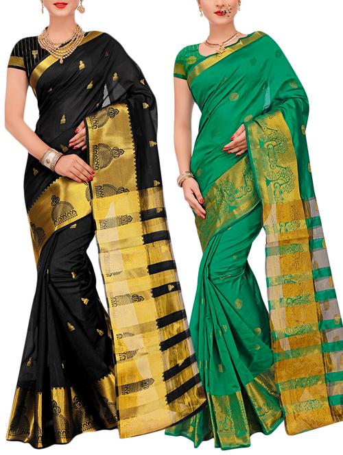 combos banarasi saree with blouse - 16057765 - Very Small Image - 1