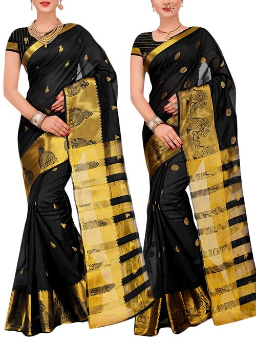 combos banarasi saree with blouse - 16057767 - Very Small Image - 1