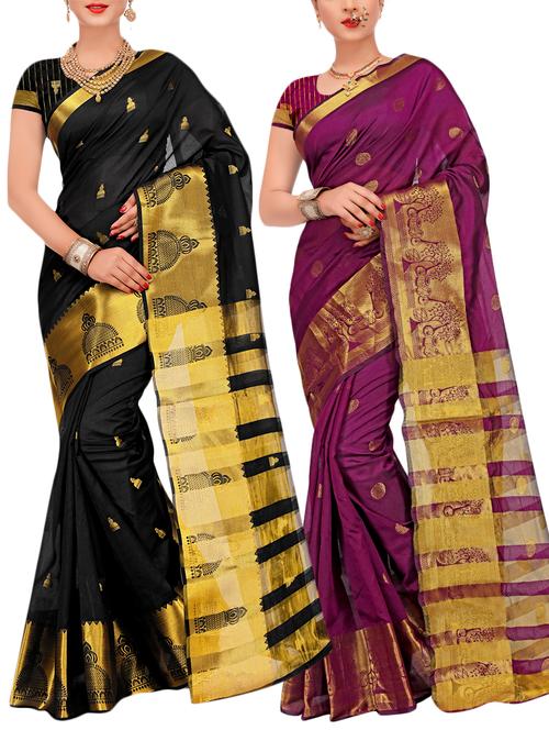 combos banarasi saree with blouse - 16057768 - Very Small Image - 1