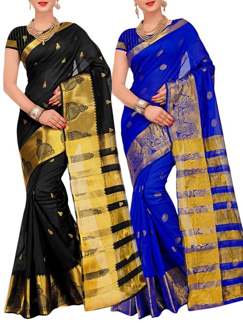 combos banarasi saree with blouse - 16057769 - Very Small Image - 1