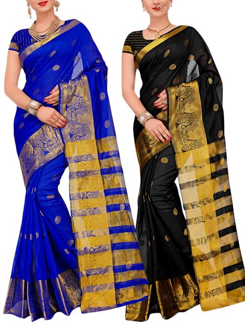 combos banarasi saree with blouse - 16057771 - Very Small Image - 1