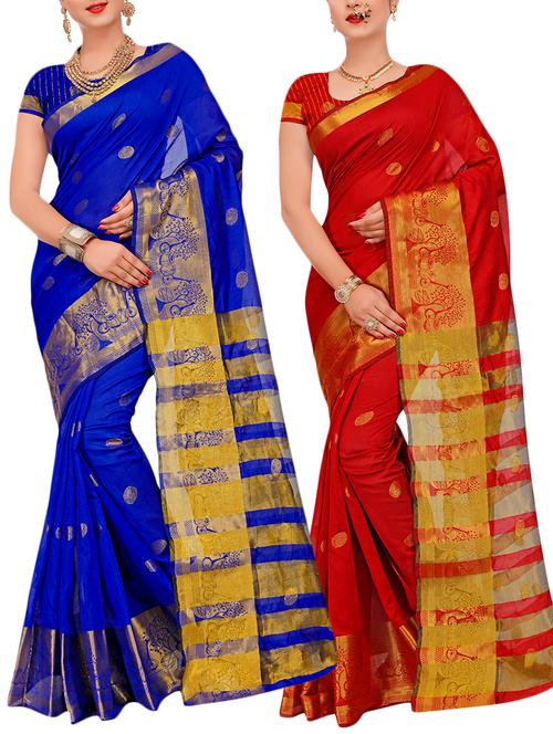 combos banarasi saree with blouse - 16057772 - Very Small Image - 1