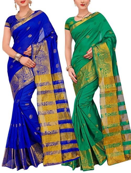 combos banarasi saree with blouse - 16057773 - Very Small Image - 1