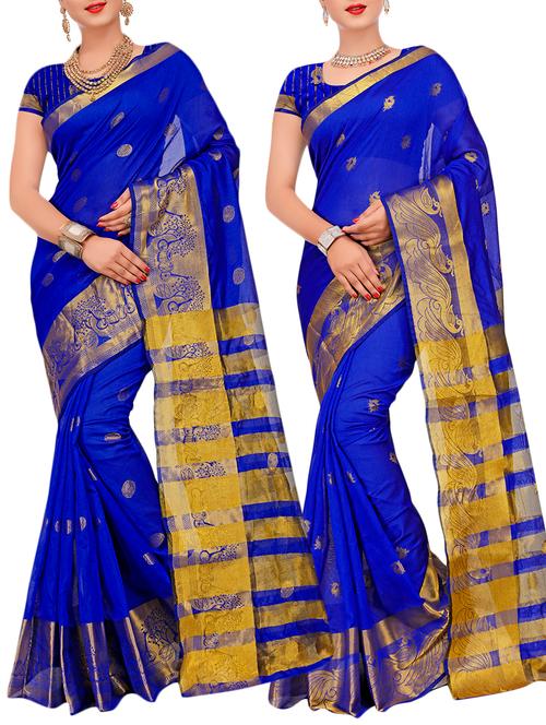 combos banarasi saree with blouse - 16057774 - Very Small Image - 1