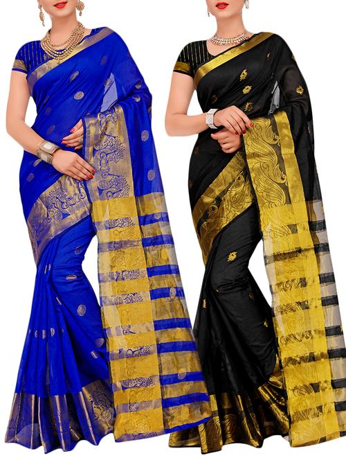 combos banarasi saree with blouse - 16057775 - Very Small Image - 1