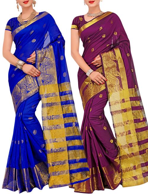 combos banarasi saree with blouse - 16057776 - Very Small Image - 1