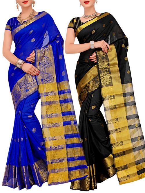 combos banarasi saree with blouse - 16057779 - Very Small Image - 1