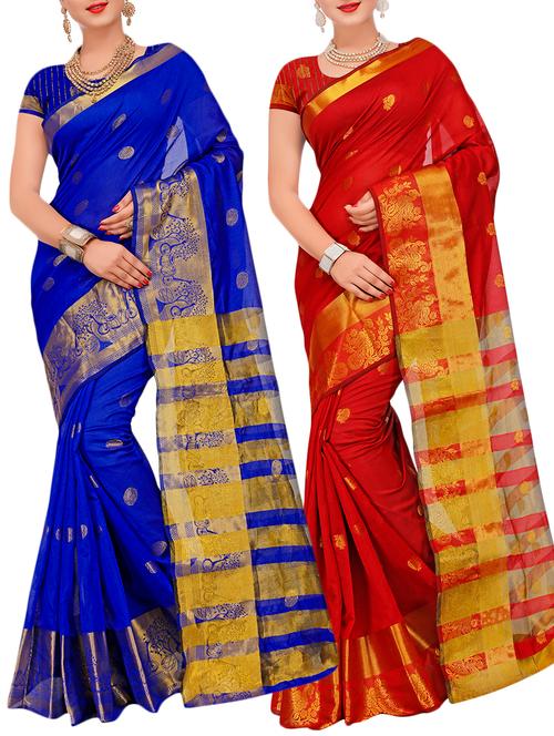 combos banarasi saree with blouse - 16057780 - Very Small Image - 1
