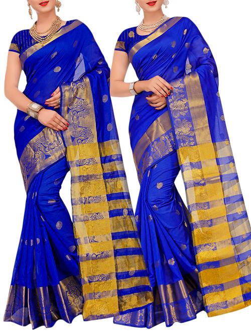 combos banarasi saree with blouse - 16057781 - Very Small Image - 1