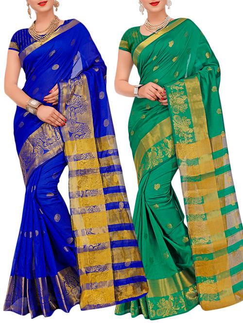 combos banarasi saree with blouse - 16057782 - Very Small Image - 1