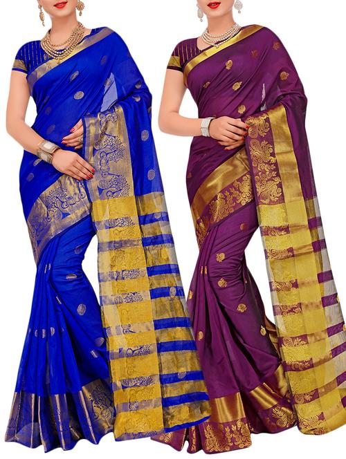 combos banarasi saree with blouse - 16057783 - Very Small Image - 1